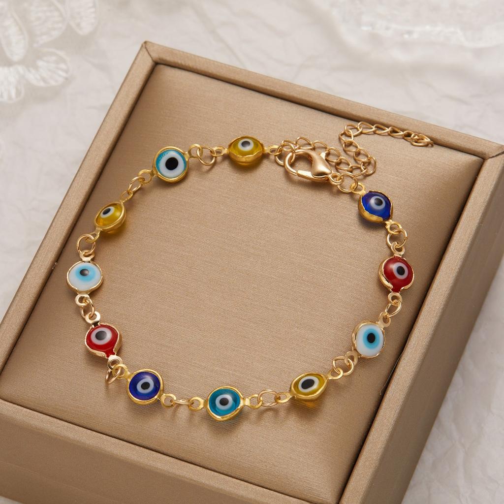 Lucky Turkish Evil Eyes Bracelets For Women Men Fashion Colorful Red Blue Demon Eye Metal Chain Bangles Good Luck Wealth Jewelry