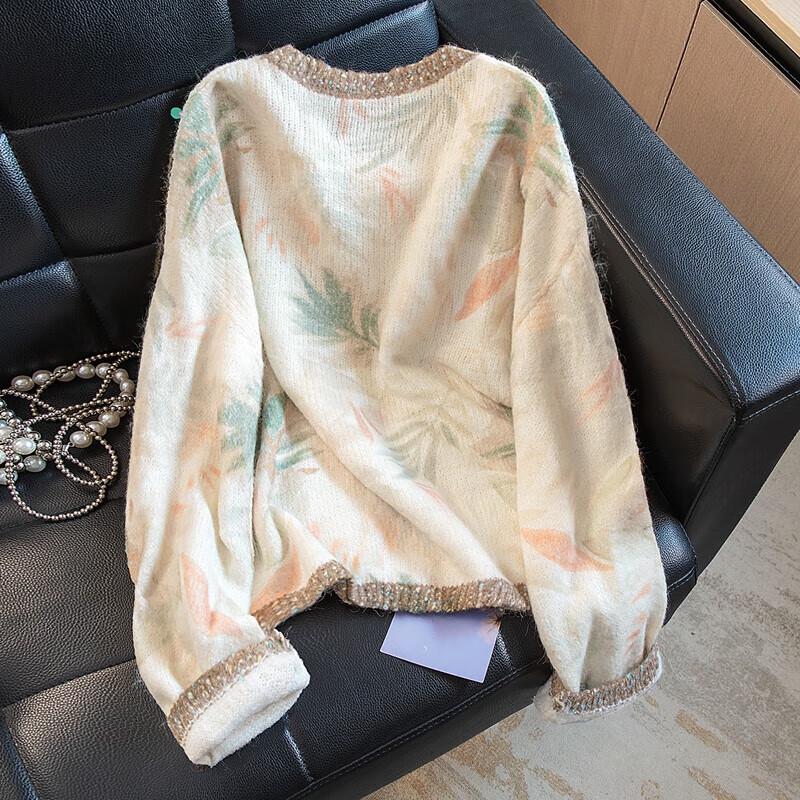 Women's Retro Floral Wool Blend Knit Sweater