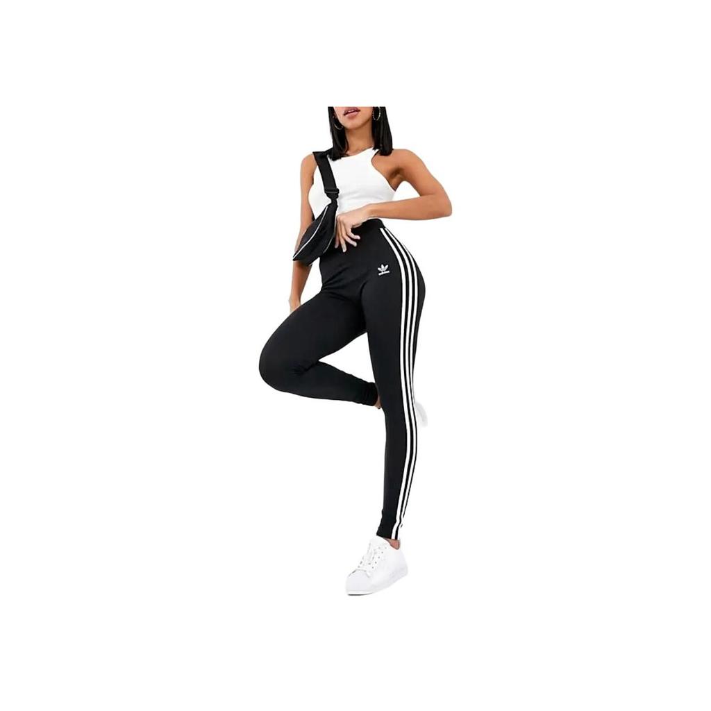 Adidas Originals 3 Stripes Tight Casual Butt-Lifting Side Stripe Leggings Women Leggings Black H09426