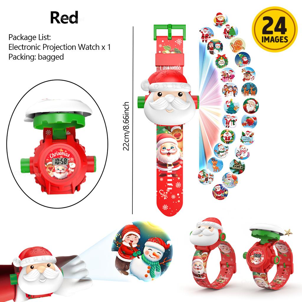 Barn Dinosaurie Projektionsklocka Projektorleksak med 24 Mönster Jul Elektronisk Klocka Utbildningsleksaker Gåva för Pojkar Flickor