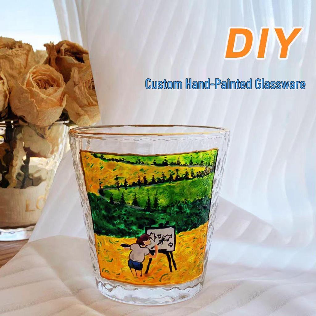 Rainbow Sheen Hand-Painted Glass Cup - Bling Design for Summer