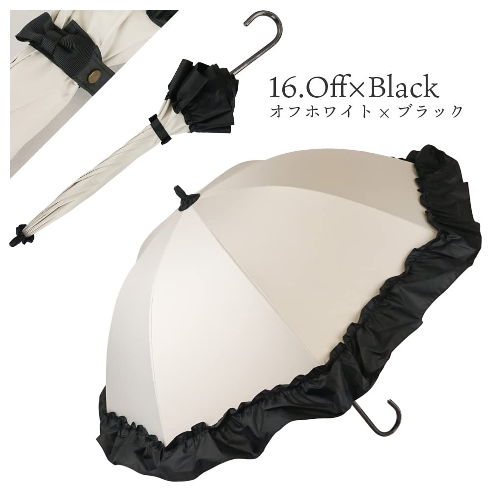 55cm Rain Frilled Short Full UV Super with Big and Black Makez. Women's Parasol, Umbrella, Umbrella, Blackout, 100% Protection, Water-Repellent,
