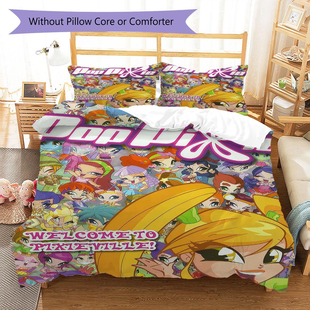 PopPixie poster Bedding Quilt Set Quilt Cover Pillowcase Home Decoration Birthday Gift (1 * duvet cover + 2 * pillowcase, without core)
