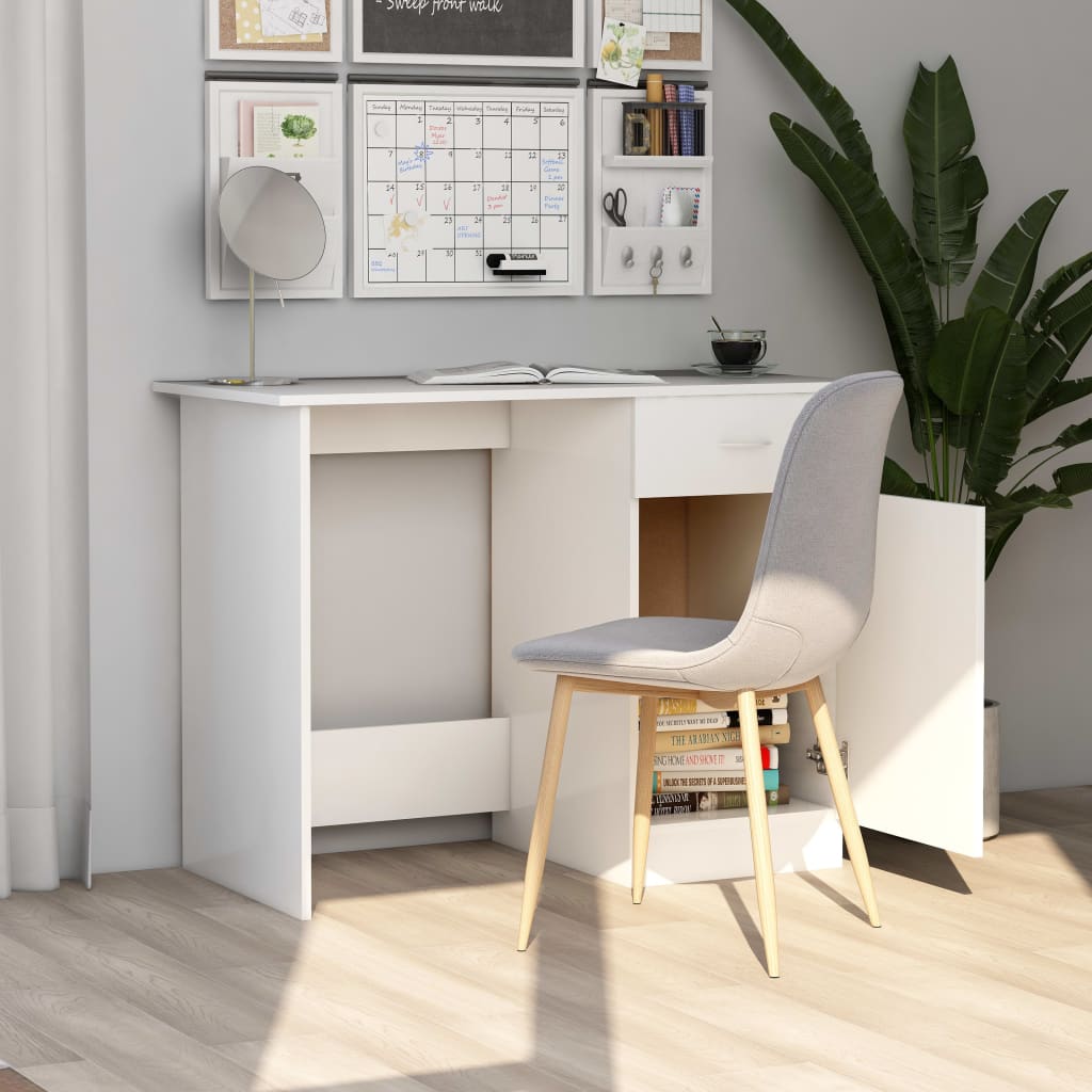 White Desk 100*50*76 Cm Engineered Wood
