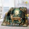 Deer Jungle1 Personalized Text Blanket Cozy Customizable Blanket Durable Comfort Throw For Office Office Chair Sofa Picnics Ideal for All Seasons