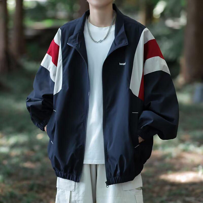 Herren Retro Japanischer Stil Bergjacke, Lockerer Schnitt, Trendiger Outdoor Stehkragen.