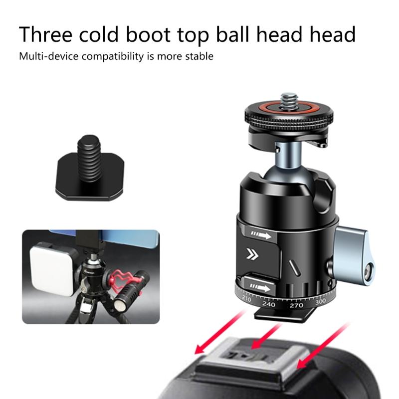 360-Grad-Drehkopf-Stativkopf mit 1/4-Zoll-Blitzschuh-Adapter für Camcorder und Einbeinstative, Lichtstativ