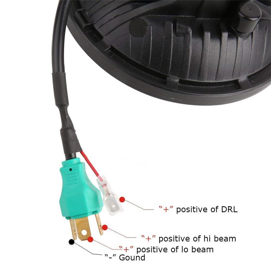 Pair 7'' 150W 10920Lm Round BlackLed Headlight High Low Beam With White Drl For Harley Jeep Wrangler Jk Tj Lj Cj Hummber H1 H2