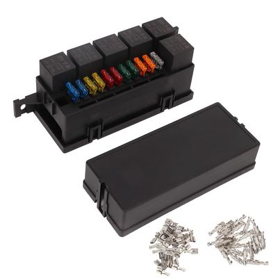 Fuse Relay Box 6 Relay 11 ATC ATO Fuse Waterproof Relay Block Box for Car Yacht Boat
