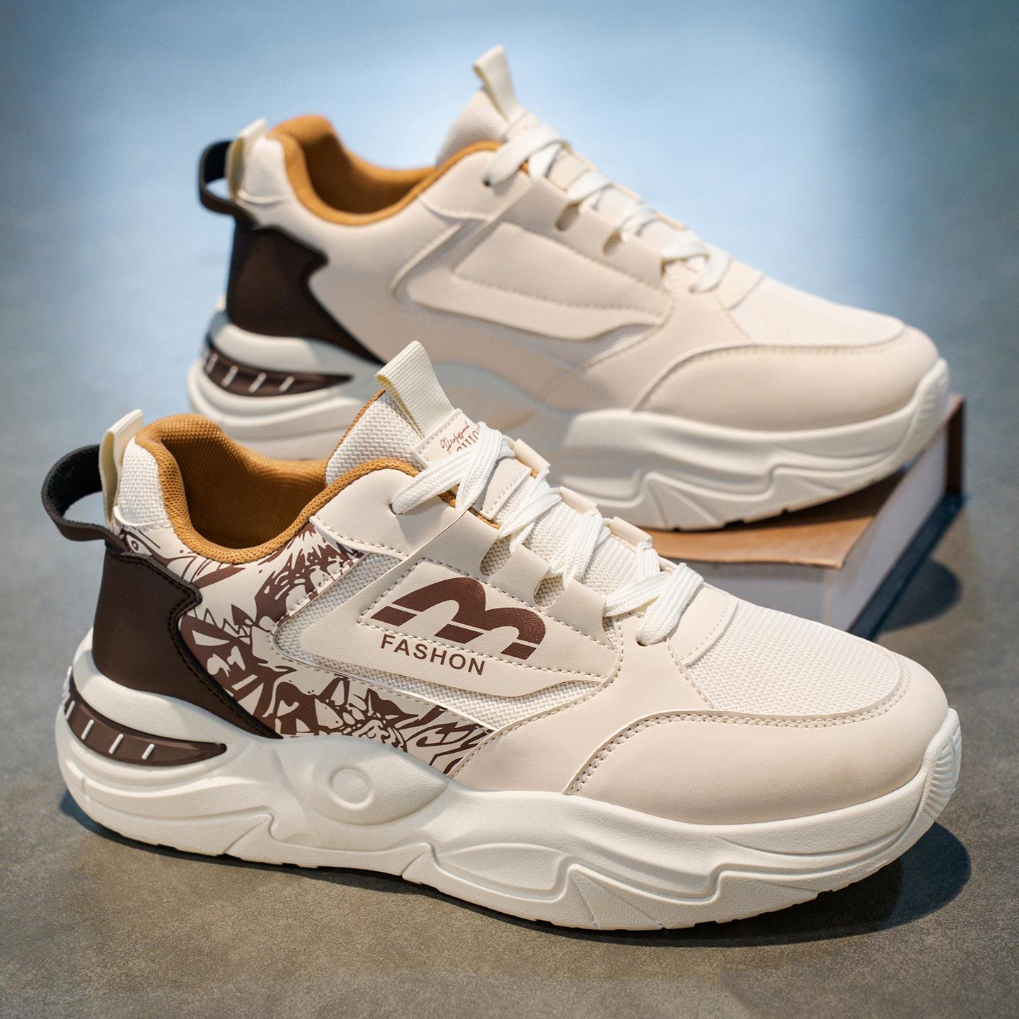 

Men s Summer Mesh Sneakers: Trendy, Breathable, White Thick-Sole Casual Shoes 39