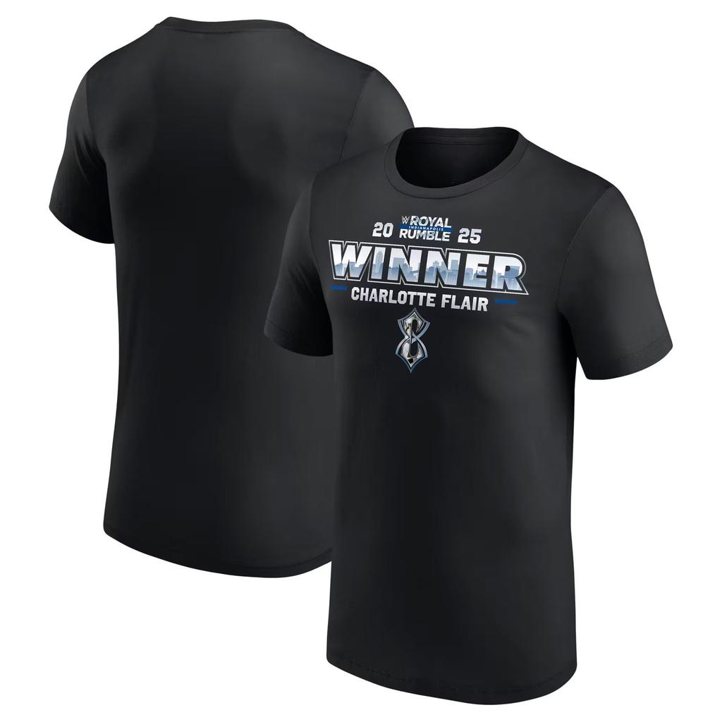 T-shirt Noir Homme Charlotte Flair Vainqueur du Royal Rumble Féminin 2025 T-shirts d'Été à Manches Courtes Vêtements pour Enfants Hauts