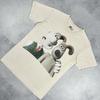 Maglietta a maniche corte vintage con cartone animato di Wallace & Gromit 1989 Taglia Piccola Beige Anni '80