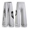 2026 Streetwear Loose Fit Straight Leg Pants Teens Casual Graffiti Print Trousers Mid Waist All Season