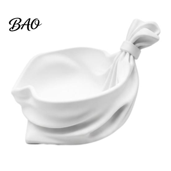 Modern Home Decor Tray 3D Printed Gift Bag Shaped Storage Tray, Pleated Catchall Bowl for Candy, Small Jewelry Organizer Festive Table Centerpiece