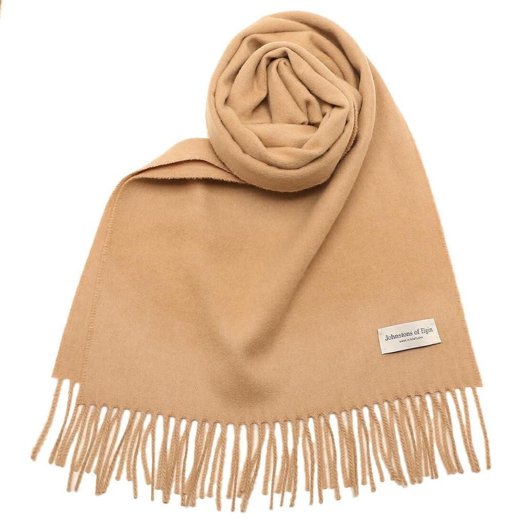 Johnstons JOHNSTONS WDC01797 Medium Size Scarf, Beige/Brown, Men's/Women's, HB4315, [Used]
