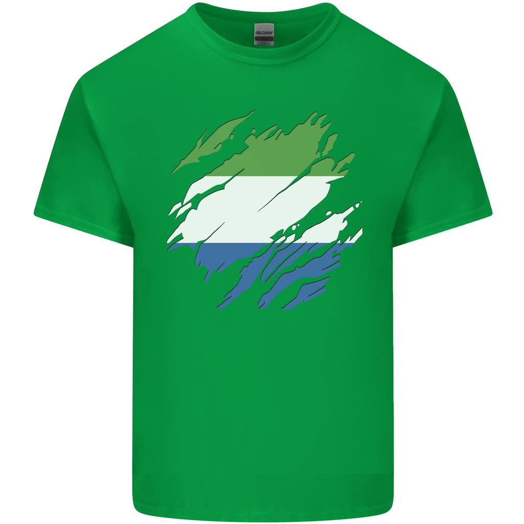 Torn Sierra Leone Flag Leonian Day Football Unisexs Light Cotton TShirt