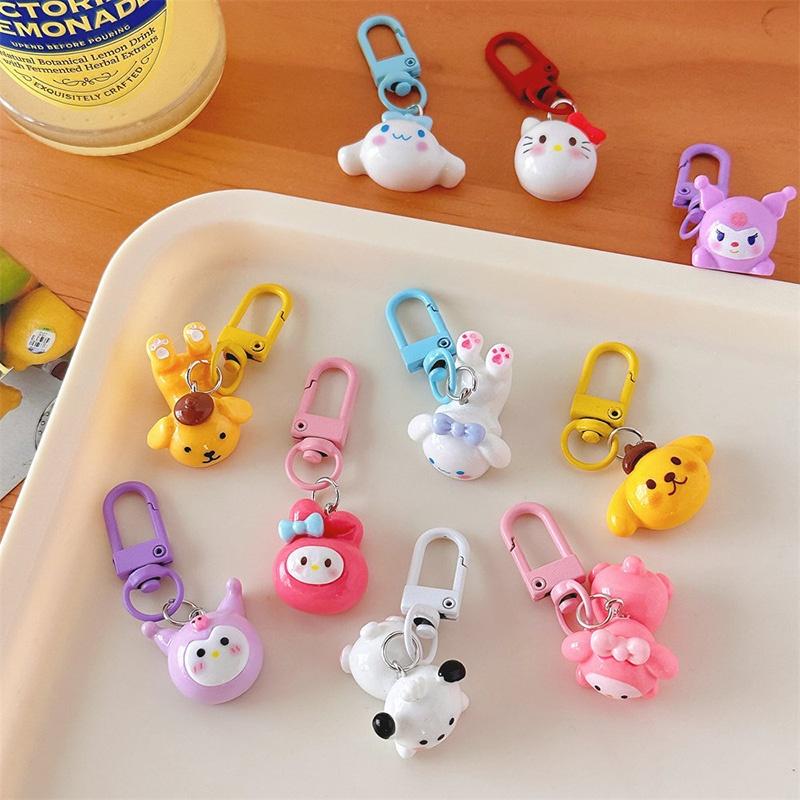 Lovely Cartoon Round Face Keychain Pendant Japanese Style Sweet And Cute Girl Heart Bookbag Accessory Bff Gift