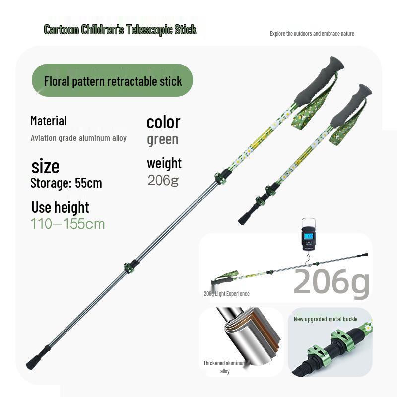 Children's Portable Aluminum Trekking Poles: Ultralight, Retractable, Folding Walking Sticks for Outdoor Adventures
