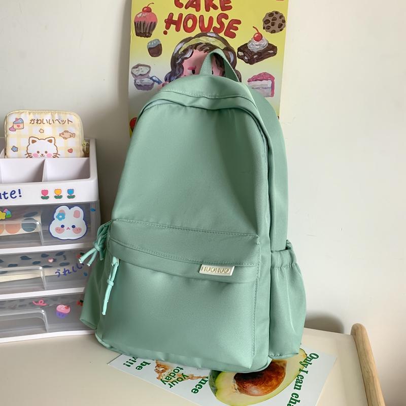 Teenage Backpack Solid Color Student Schoolbag Large Capacity Backpack