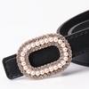 Women's PU Leather Belt Shiny Rhinestone Pearl Buckle Lightweight Waist Accessory for Jeans Daily Casual Wear
