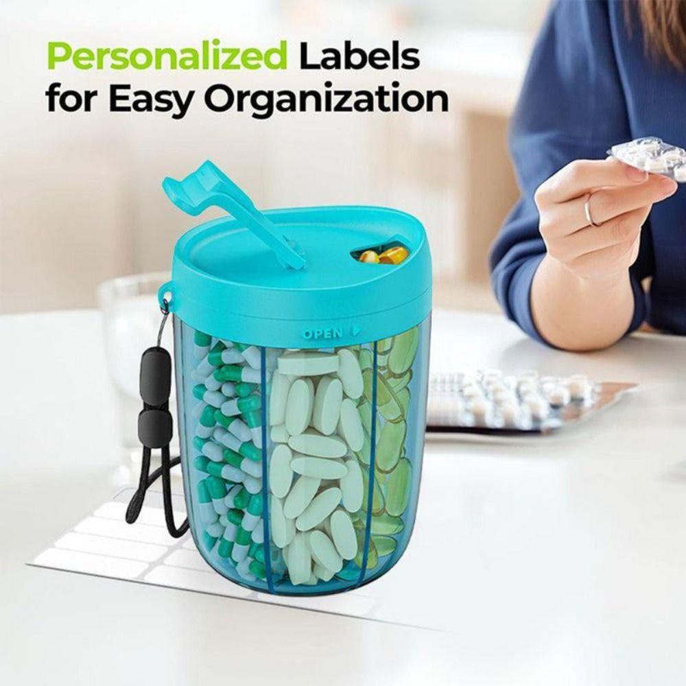 Transparent Pill Large Organizer 6 Grids Pill Dispenser Bottle for Home Office