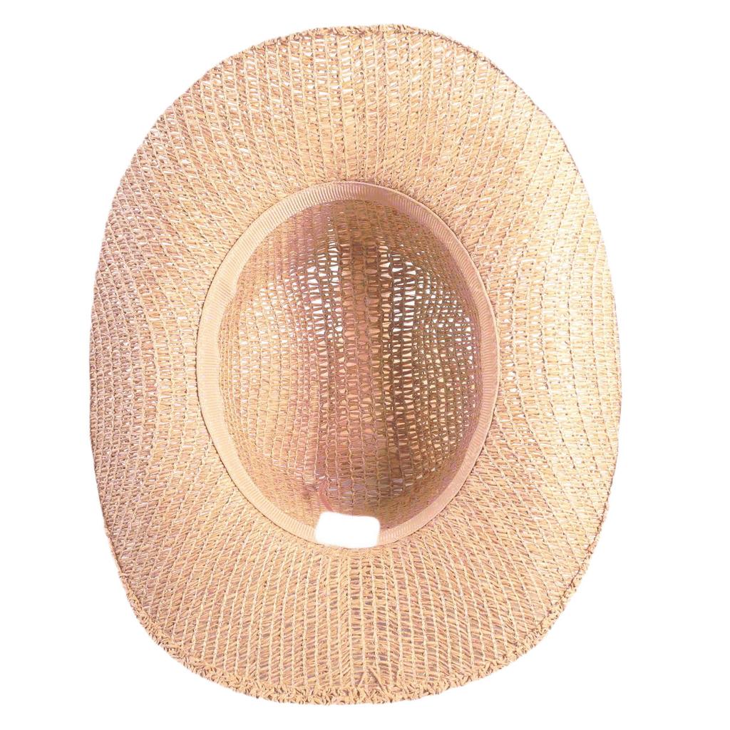 Popular hollow woven western denim straw hat men's and women's summer sunscreen sunshade wide-brimmed beach hat
