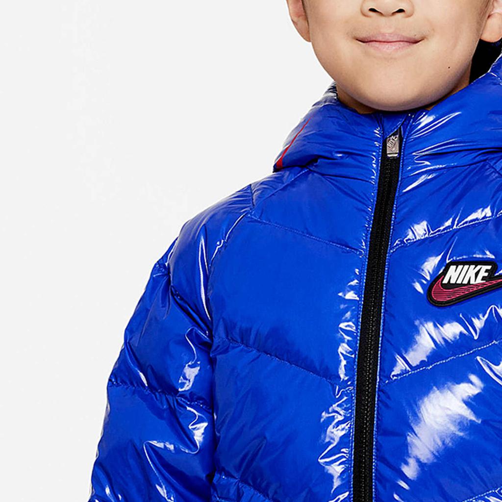 Nike Hooded Casual Sports Solid Color Warm Duck Down Jacket Kids Outerwear Blue DO3605-480