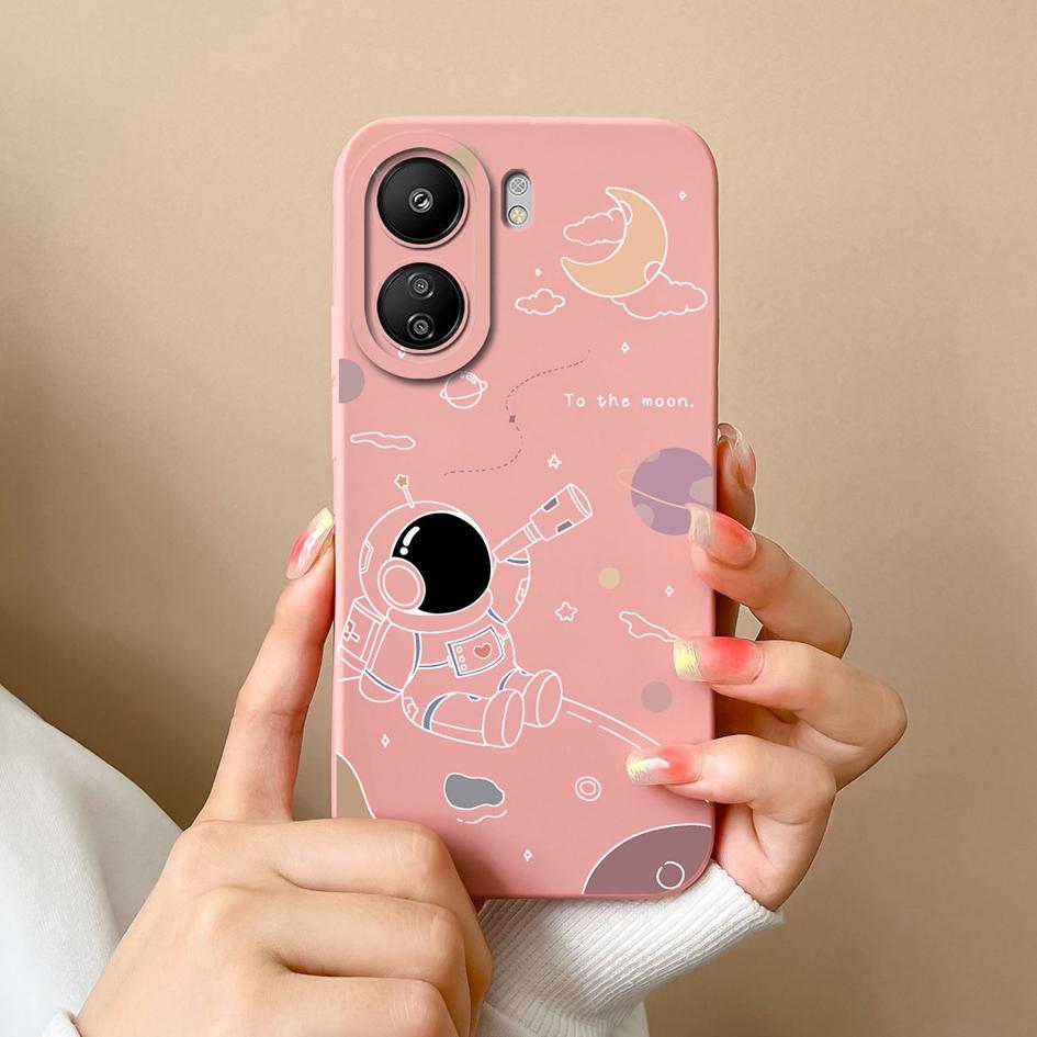 Για Xiaomi Redmi K70 Pro K70E 13C Note 13 Pro+ K60 Ultra 13R Πίσω κάλυμμα Luxury Matte Liquid Silicone Protective Astronaut Bumpers