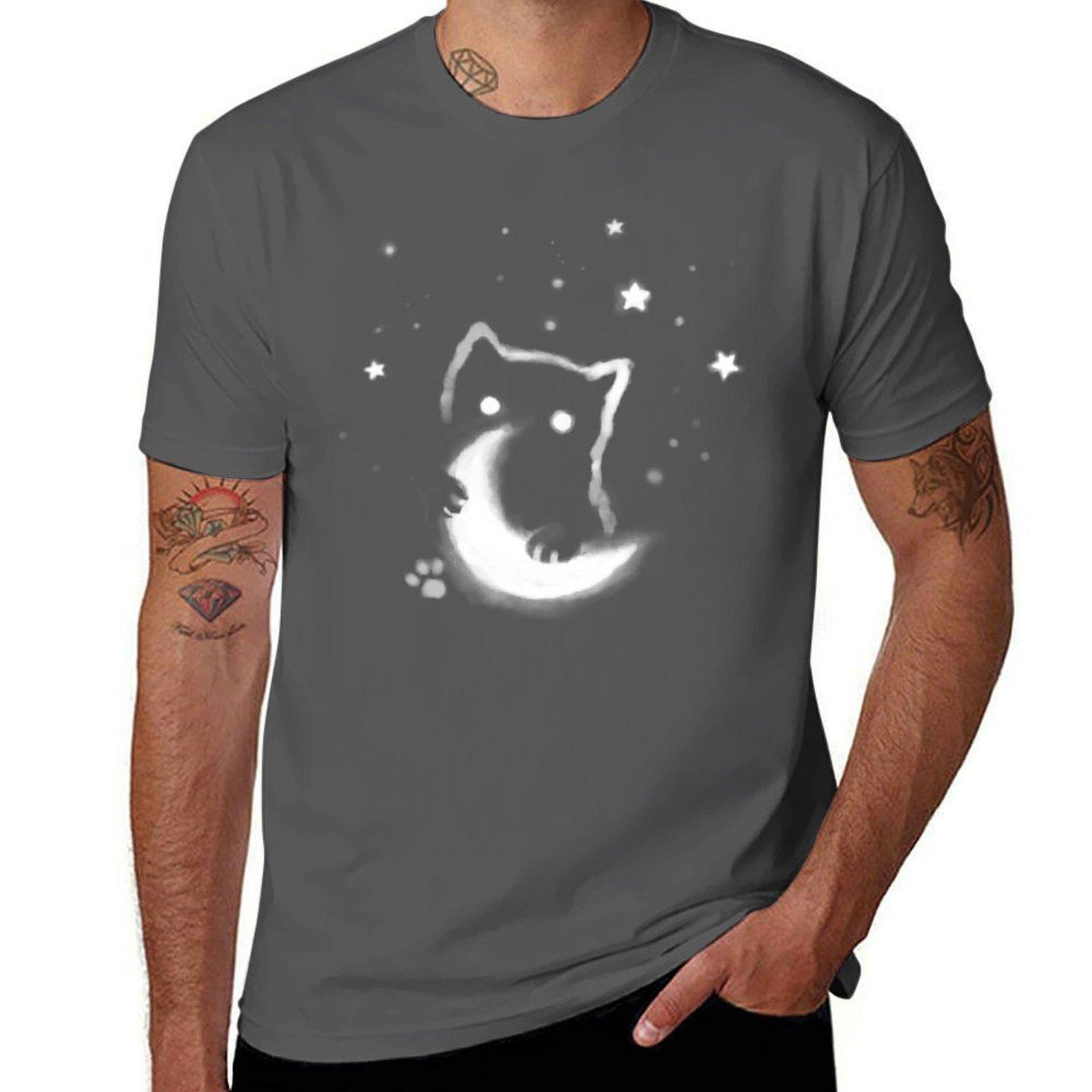 

Moon Cat T-Shirt t shirts for man graphic tees t shirt man casual t shirts with prints T-Shirt 4XL