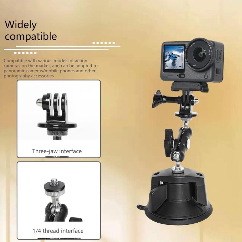 Quick Installation Dashboard Suction Cup Mount for Action 6 Camera Multiple Directional Rotation for Flexible Viewing