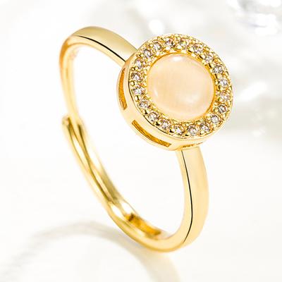 3-color Opal Opening Adjustable Rotating Ring, Simple, Fashionable and Versatile Temperament