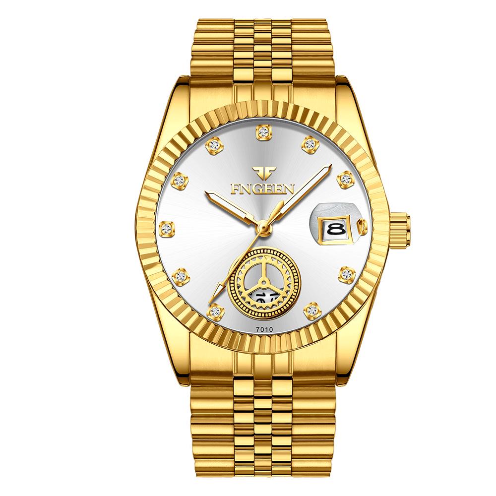 Middle-aged full gold watch non-mechanical old man quartz watch in the elderly father atmospheric waterproof electronic luminous