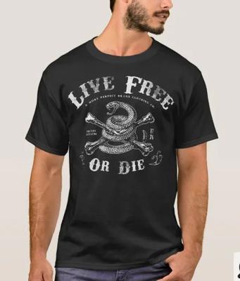 Live Free or Die Retro Snake Crossbones 2nd Amendment TShirt 100 Cotton ONeck Short Sleeve Summer Casual Mens Tshirt