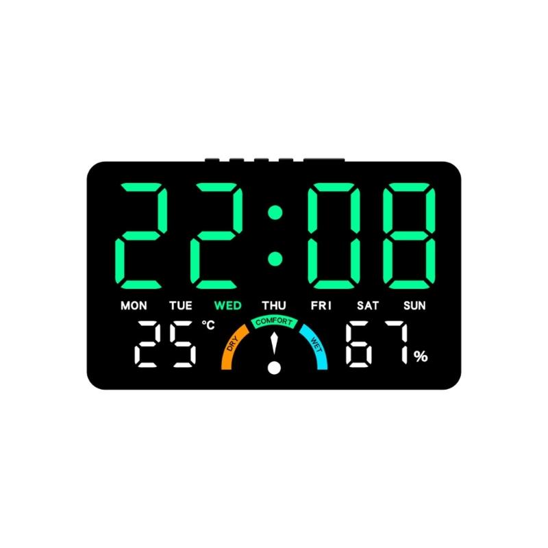 Modern Minimalists Design Electronic Clock Large Screen Display Indoor Thermometers Hygrometer Wall Mountable Tabletop