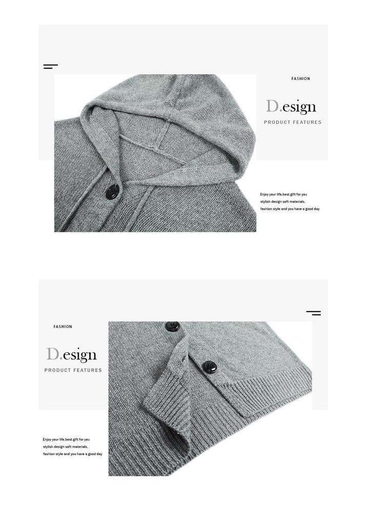 Autumn Women's Hooded Knit Cardigan: Single-Breasted, Solid Color with Drawstring.