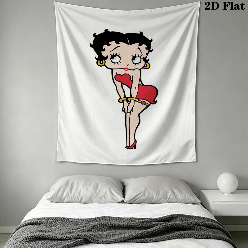 betty boop Wall Tapestry Aesthetic Wall Hanging Printed Fabric Blanket Decorative Tapestries for Bedroom Living Room Home Decor