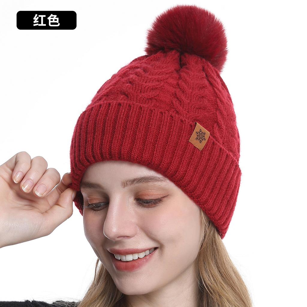 Winter Knitted Hat, Gloves, Hat, Scarf Three-piece Set, Winter Women's Outdoor Riding Double-layer Knitted Scarf