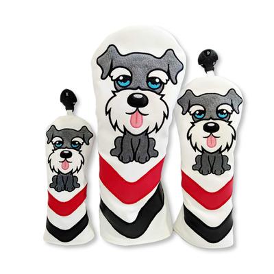 Cubierta de Golf Schnauzer SML Cubierta de Cabeza de Personaje de Golf Cubierta para Driver Madera de Fairway Híbrido Hierro Placa de Número Animal 440cc 460cc Número Pro PU Flexible