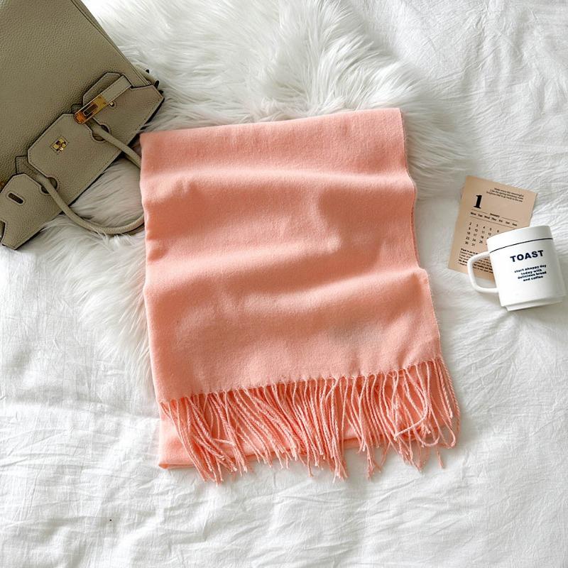 Solid color scarf women's winter new imitation cashmere scarf multi-color warm scarf long shawl