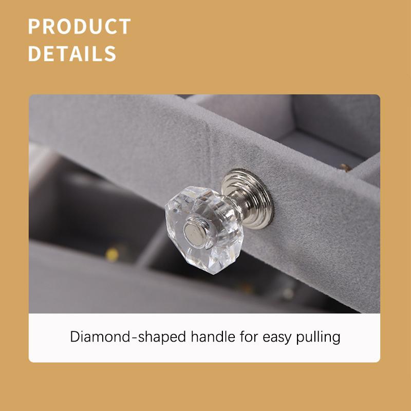 קופסת תכשיטים שקופה, מארז תצוגה 3 שכבות, עגילי שרשרת טבעת, קופסאות ארגון מפלסטיק, מגש תכשיטים מקטיפה, מתנות