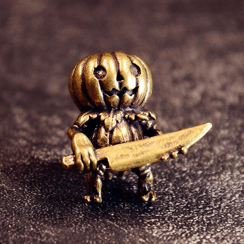 Pumpkin Demon Brass Knife Beads Halloween DIY Woven Lanyard Keychain Pendants Bracelets Charms Jewelry Hangings Accessories