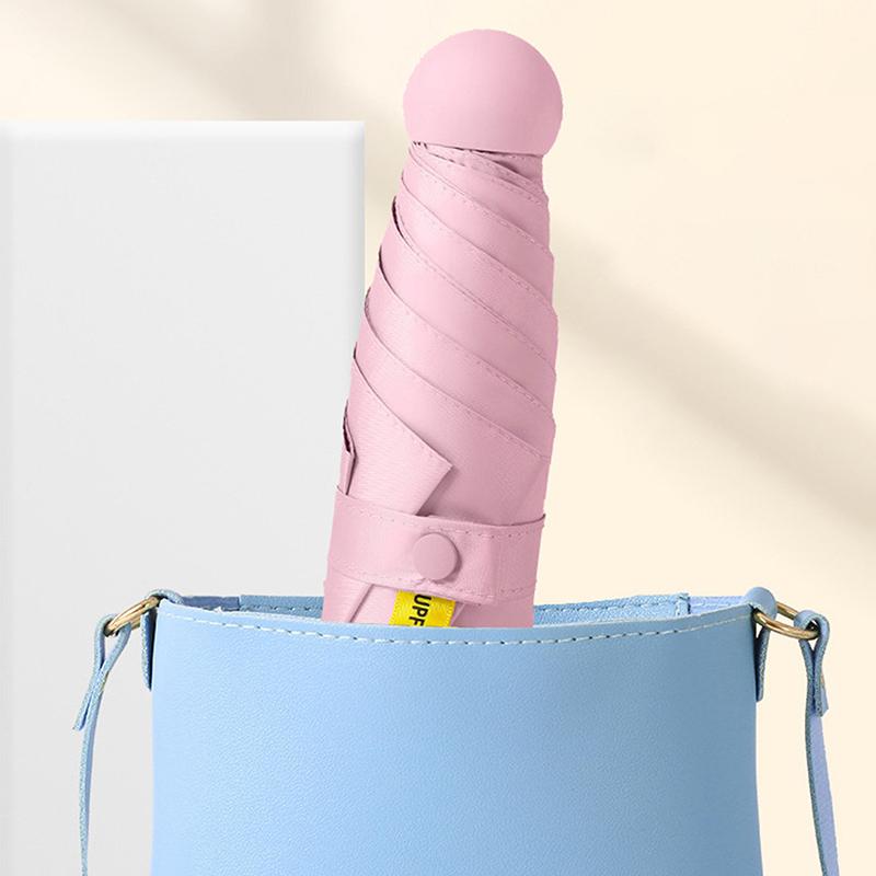 Five-Folding Dual-Purpose Capsule Umbrella Sun Protection Sunshade Pocket Women'S Umbrella Compact Umbrella Foldable Rain
