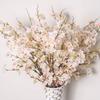 3 Pcs Artificial Cherry Blossom Branches Reusable Faux Silk Sakura Stems Pink or White Cherry Blossom Branches for Vase Wedding Home Springtime Party