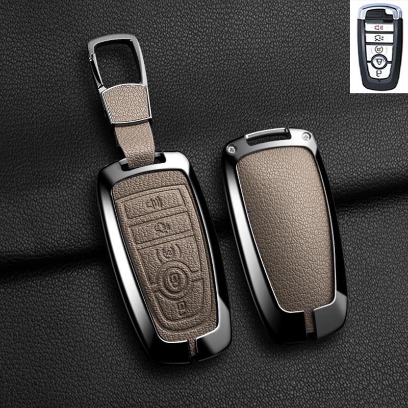 Zinc Alloy Leather For Lincoln Corsair Nautilus Aviator Navigator Continental Car Key Case Shell Keychain Keyring Car Key Cover