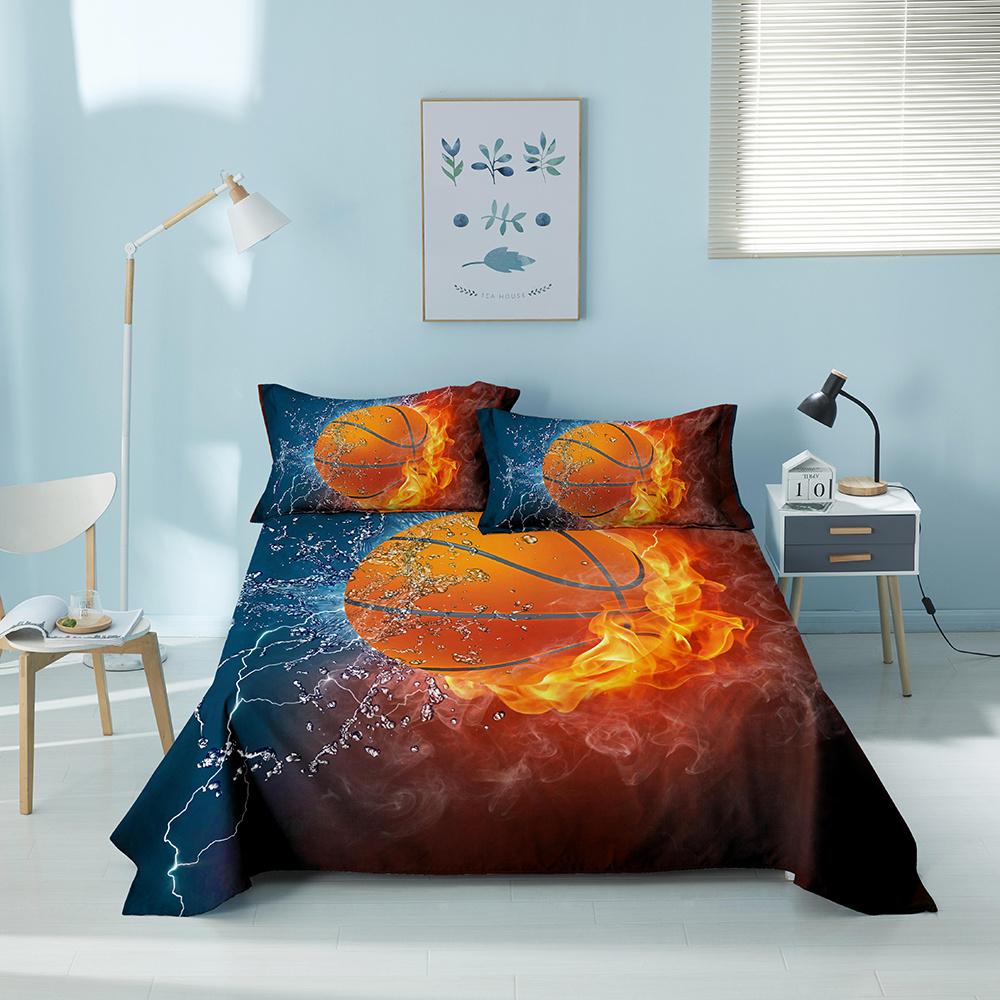 Baseball Football Basketball Bed Sheet Set 3D Printed Polyester Bed Flat Sheets Sport Design 200x230 Fashion Decor for Teens Boy