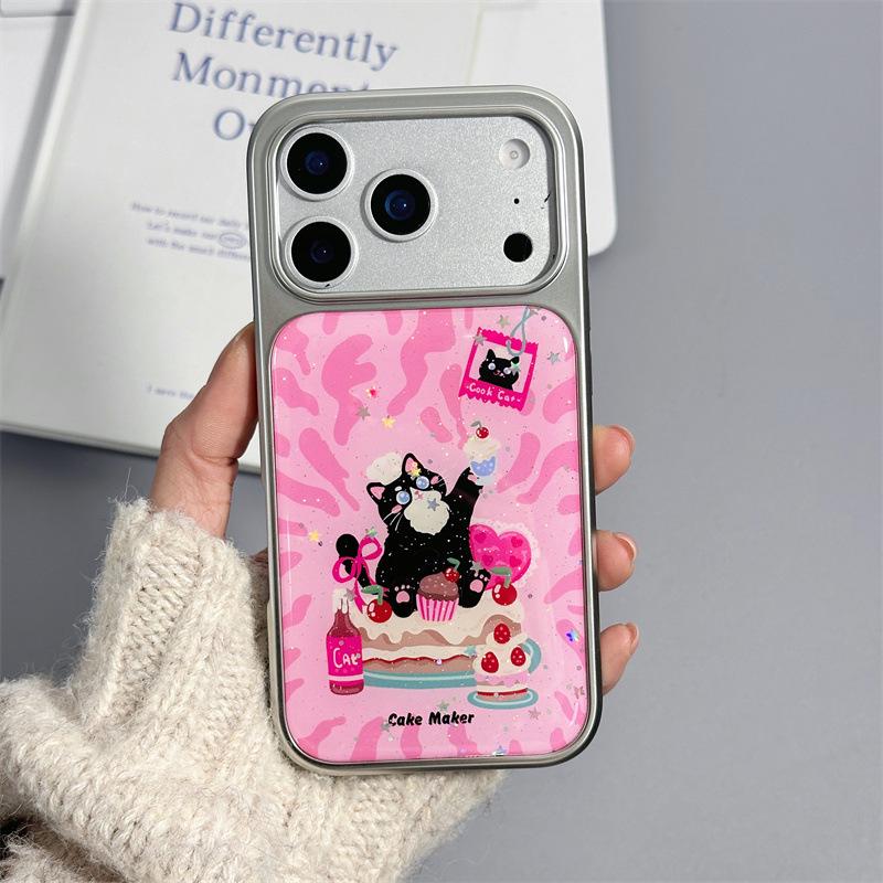 

Sequin Black Cat Chain Phone Case for iPhone 17/16 Pro Max/15/14 iPhone 17