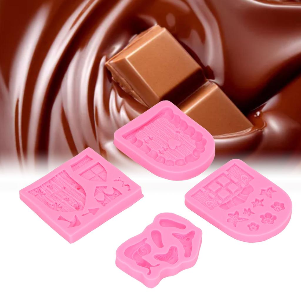 Enchanted Vintage Fairy Garden Silicone Mold Door Mushroom Flower Pattern Chocolate Molds for Home Bakery Fairy Garden Mold