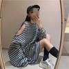 Plus Size Striped Long Sleeve Off Shoulder T-Shirts Women Summer Loose Tops Oversized Baggy Autumn Tshirts