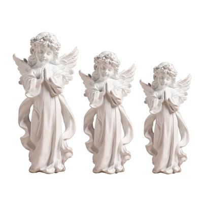 Nordic Religious Praying Little Angel Girl Sculpture Resins Figurine Desktop Collectible Ornament  For Indoor Display