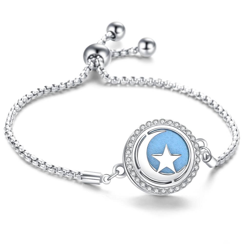 Crystal Rhinestone Aromatherapy Tree of Life Bracelet - Adjustable Titanium Steel with Essential Oil Compartment.